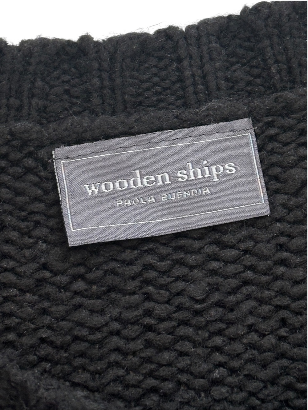 Wooden Ships Martini Times Chunky Knit Crewneck Sweater Black Women S/M $145 - Picture 4 of 5